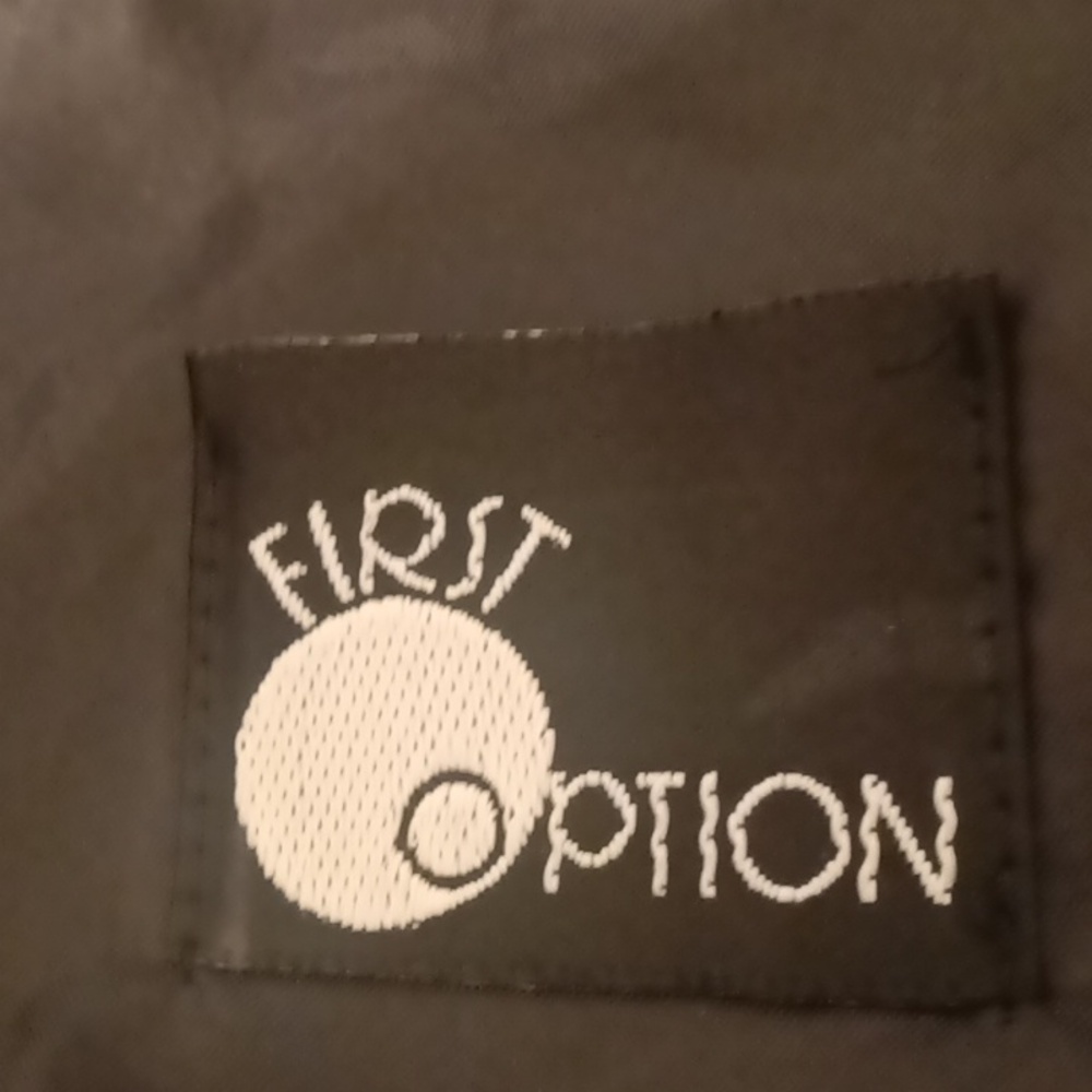 NWOT FIRST OPTION acrylic blend black lined cardigan w 3 black buttons Sz Large